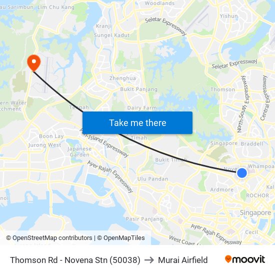 Thomson Rd - Novena Stn (50038) to Murai Airfield map