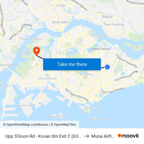 Upp S'Goon Rd - Kovan Stn Exit C (63039) to Murai Airfield map