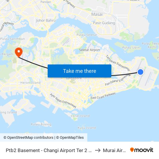 Ptb2 Basement - Changi Airport Ter 2 (95129) to Murai Airfield map