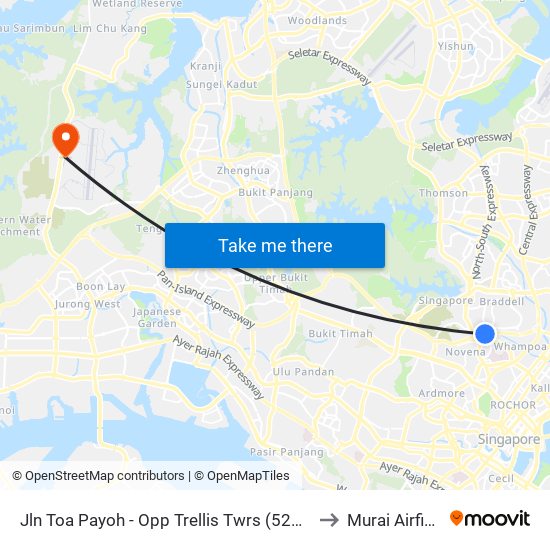 Jln Toa Payoh - Opp Trellis Twrs (52079) to Murai Airfield map