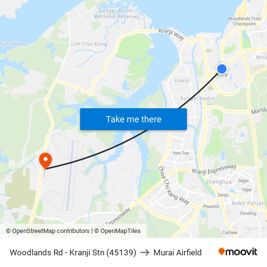 Woodlands Rd - Kranji Stn (45139) to Murai Airfield map