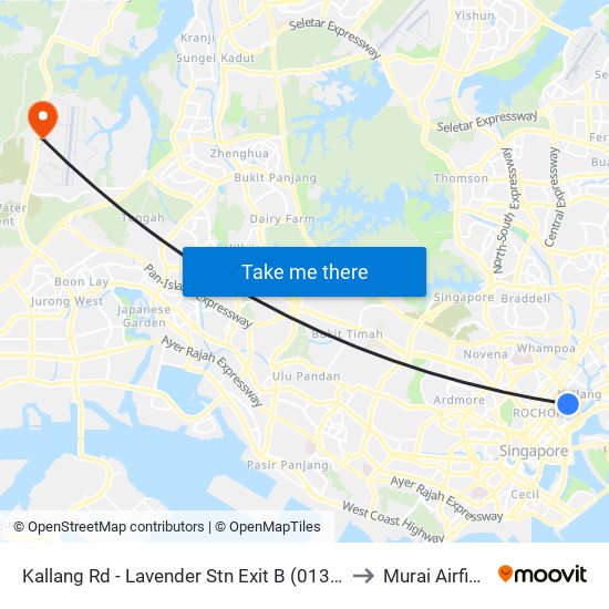 Kallang Rd - Lavender Stn Exit B (01311) to Murai Airfield map