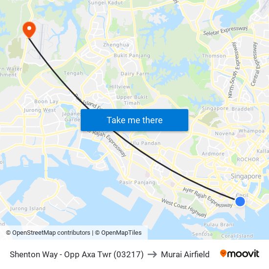 Shenton Way - Opp Axa Twr (03217) to Murai Airfield map