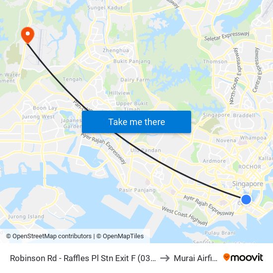 Robinson Rd - Raffles Pl Stn Exit F (03031) to Murai Airfield map