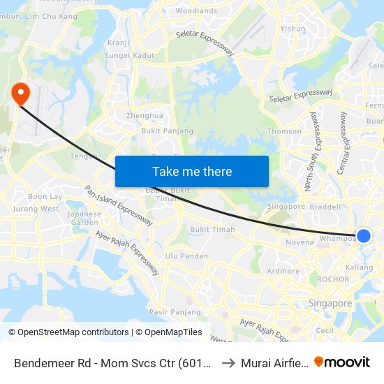 Bendemeer Rd - Mom Svcs Ctr (60179) to Murai Airfield map