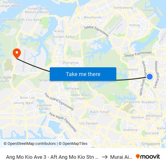 Ang Mo Kio Ave 3 - Aft Ang Mo Kio Stn Exit A (54261) to Murai Airfield map