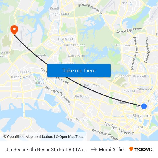 Jln Besar - Jln Besar Stn Exit A (07529) to Murai Airfield map