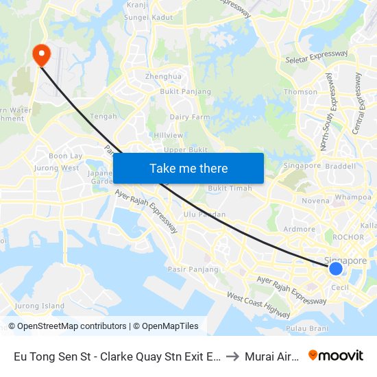 Eu Tong Sen St - Clarke Quay Stn Exit E (04222) to Murai Airfield map