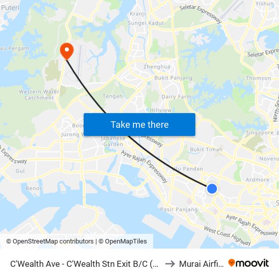 C'Wealth Ave - C'Wealth Stn Exit B/C (11169) to Murai Airfield map