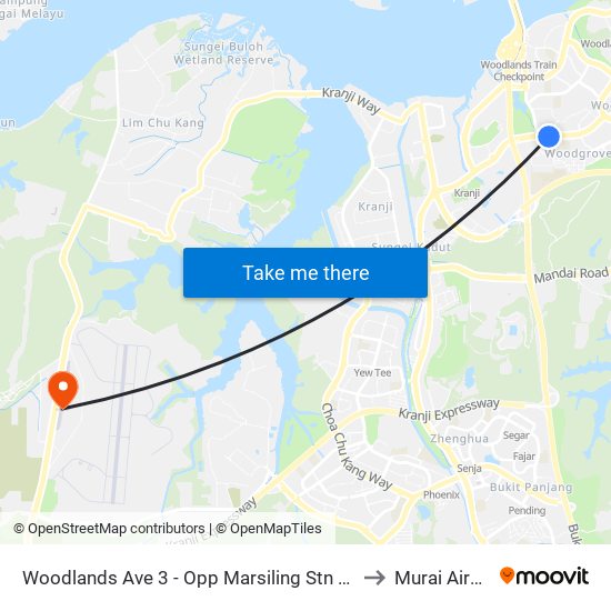 Woodlands Ave 3 - Opp Marsiling Stn (46529) to Murai Airfield map