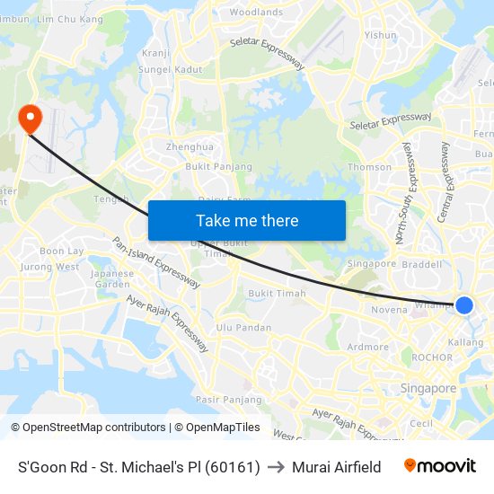 S'Goon Rd - St. Michael's Pl (60161) to Murai Airfield map