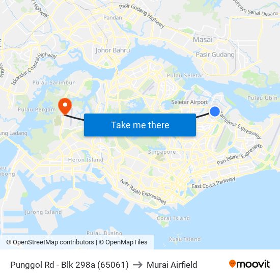 Punggol Rd - Blk 298a (65061) to Murai Airfield map