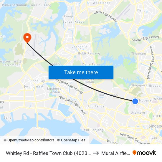 Whitley Rd - Raffles Town Club (40231) to Murai Airfield map