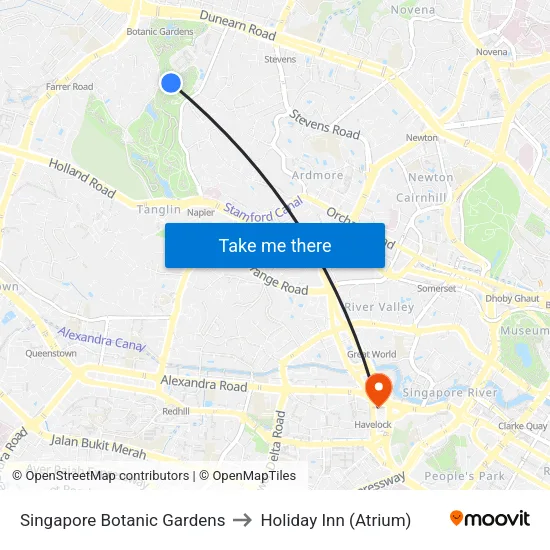 Singapore Botanic Gardens to Holiday Inn (Atrium) map