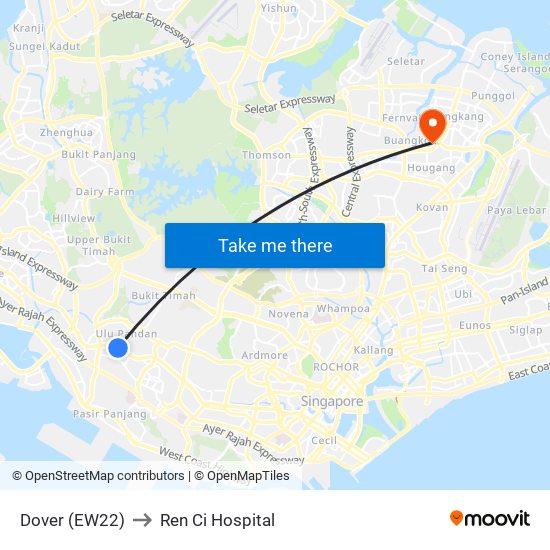 Dover (EW22) to Ren Ci Hospital map