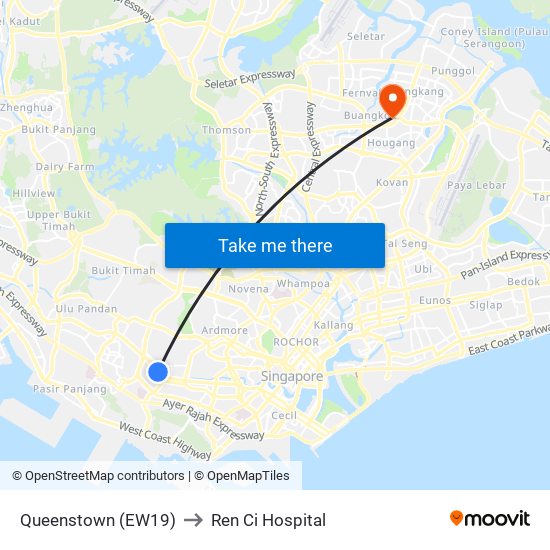 Queenstown (EW19) to Ren Ci Hospital map