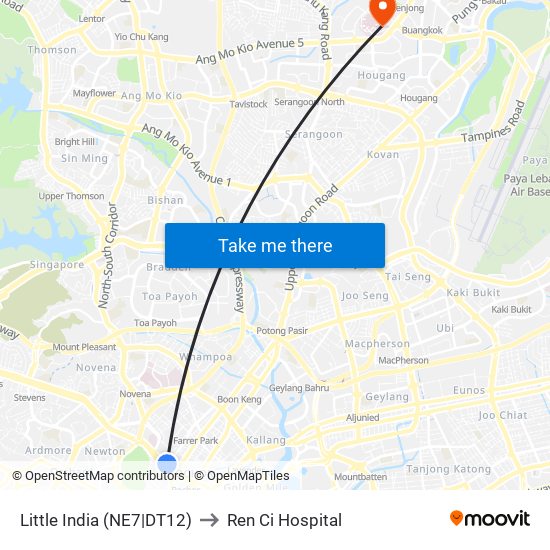 Little India (NE7|DT12) to Ren Ci Hospital map