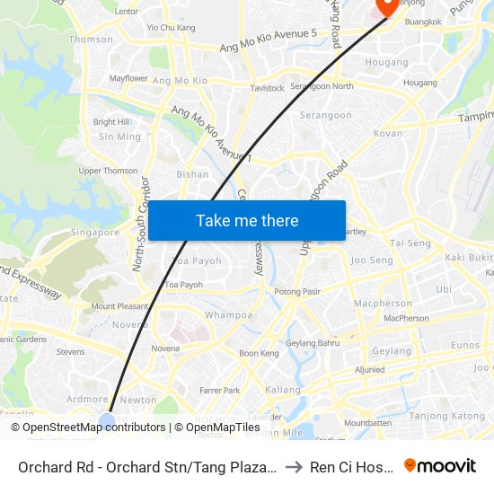 Orchard Rd - Orchard Stn/Tang Plaza (09047) to Ren Ci Hospital map