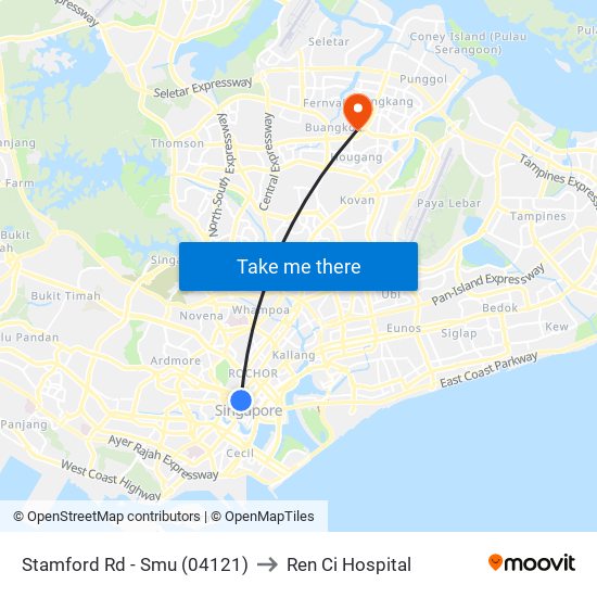 Stamford Rd - Smu (04121) to Ren Ci Hospital map