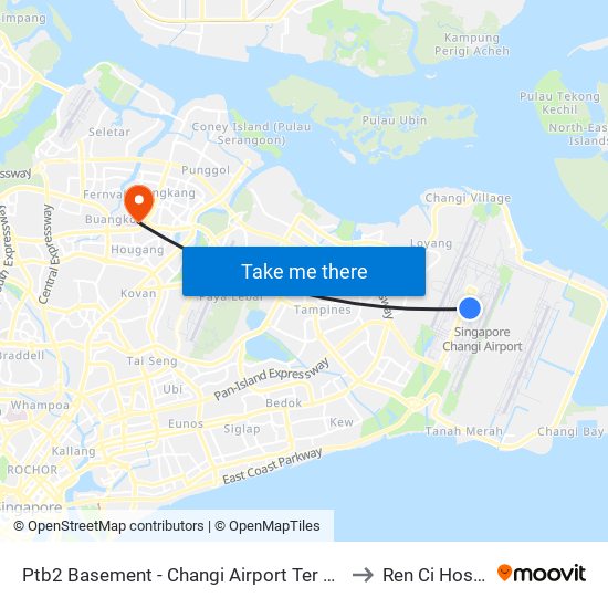 Ptb2 Basement - Changi Airport Ter 2 (95129) to Ren Ci Hospital map
