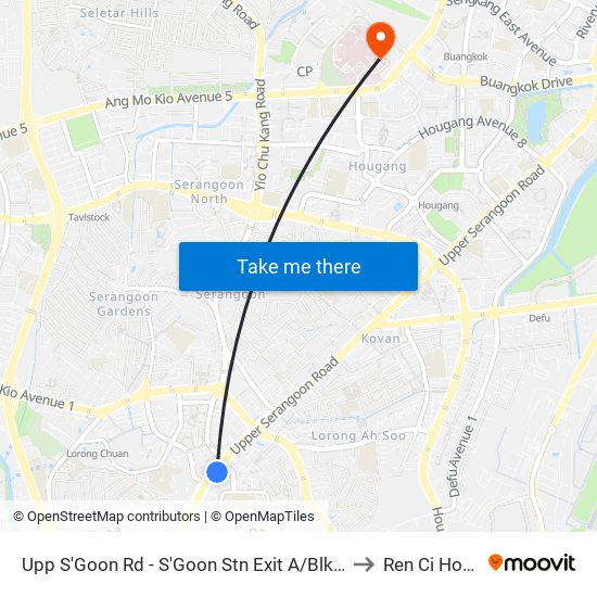 Upp S'Goon Rd - S'Goon Stn Exit A/Blk 413 (62139) to Ren Ci Hospital map