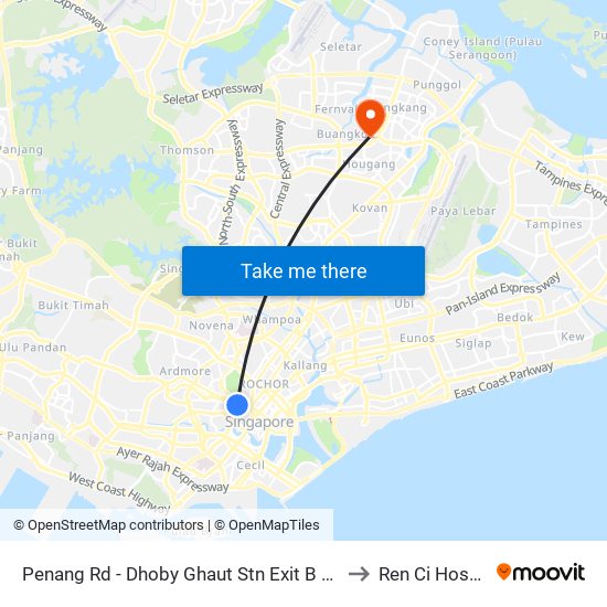 Penang Rd - Dhoby Ghaut Stn Exit B (08031) to Ren Ci Hospital map