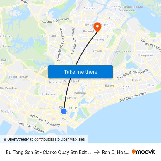 Eu Tong Sen St - Clarke Quay Stn Exit E (04222) to Ren Ci Hospital map