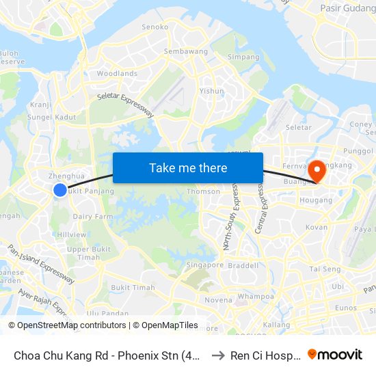 Choa Chu Kang Rd - Phoenix Stn (44141) to Ren Ci Hospital map