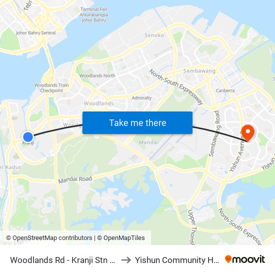 Woodlands Rd - Kranji Stn (45139) to Yishun Community Hospital map