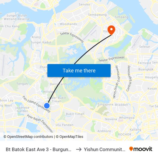 Bt Batok East Ave 3 - Burgundy Hill (42319) to Yishun Community Hospital map