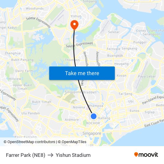 Farrer Park (NE8) to Yishun Stadium map