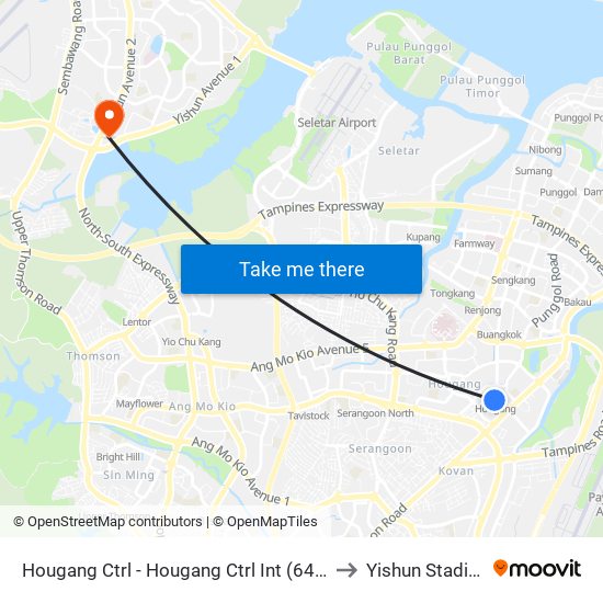 Hougang Ctrl - Hougang Ctrl Int (64009) to Yishun Stadium map