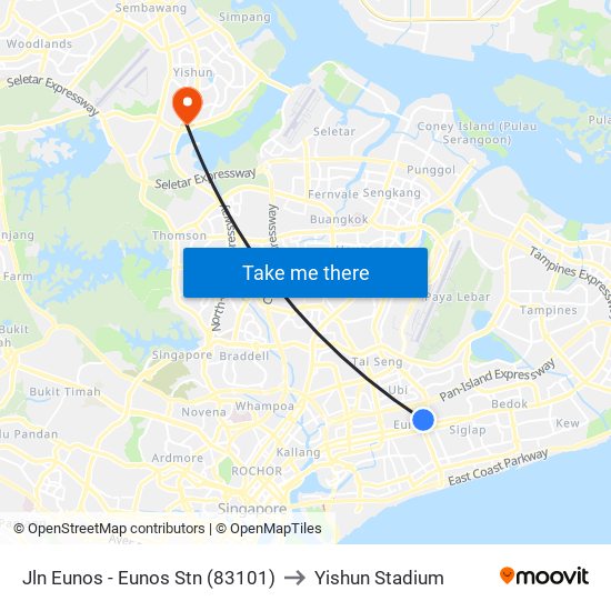 Jln Eunos - Eunos Stn (83101) to Yishun Stadium map