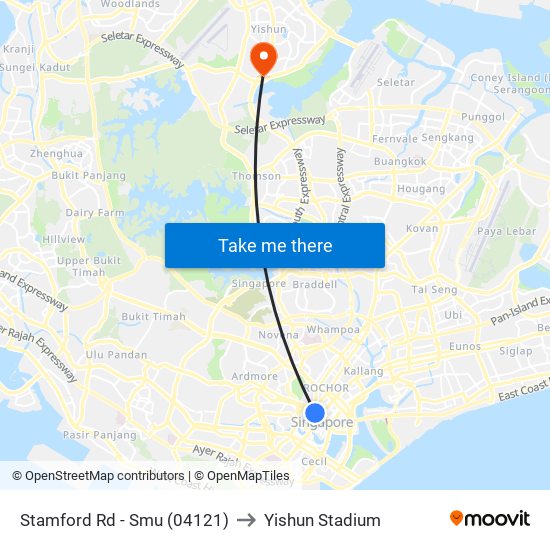 Stamford Rd - Smu (04121) to Yishun Stadium map