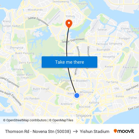 Thomson Rd - Novena Stn (50038) to Yishun Stadium map