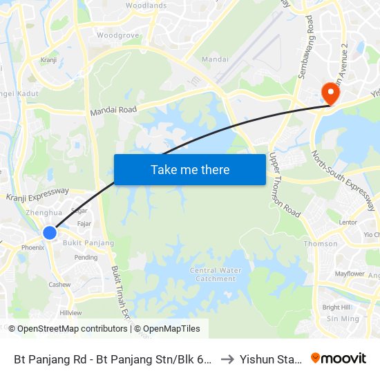 Bt Panjang Rd - Bt Panjang Stn/Blk 604 (44251) to Yishun Stadium map
