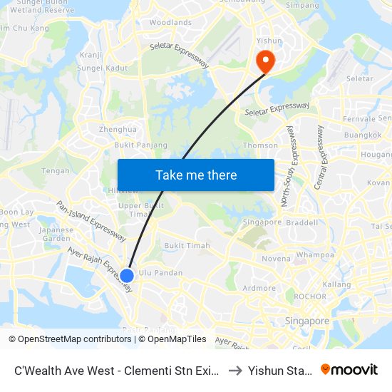 C'Wealth Ave West - Clementi Stn Exit A (17171) to Yishun Stadium map
