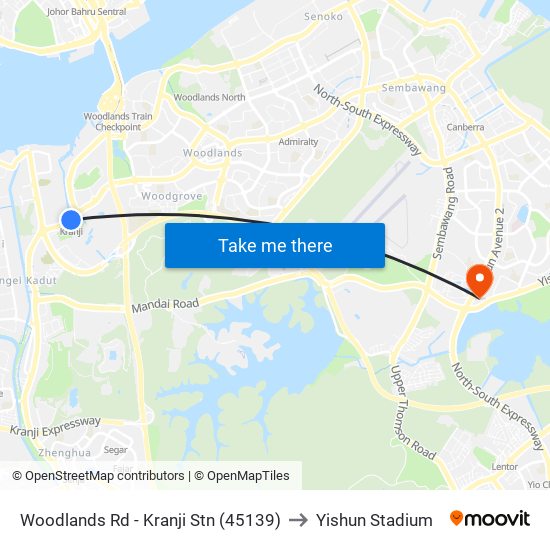 Woodlands Rd - Kranji Stn (45139) to Yishun Stadium map