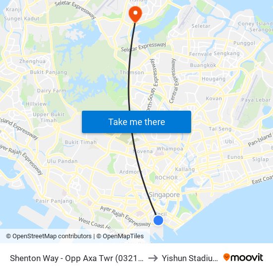 Shenton Way - Opp Axa Twr (03217) to Yishun Stadium map