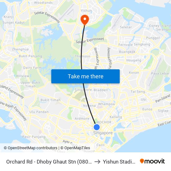 Orchard Rd - Dhoby Ghaut Stn (08057) to Yishun Stadium map