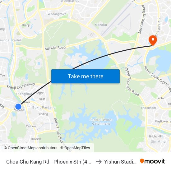 Choa Chu Kang Rd - Phoenix Stn (44141) to Yishun Stadium map
