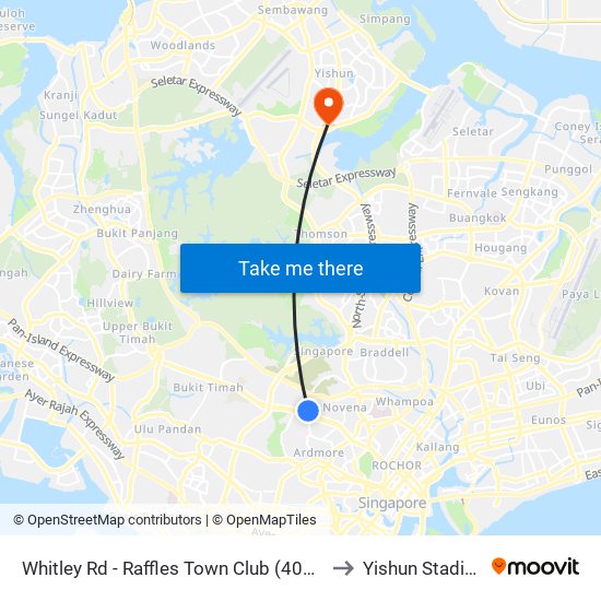 Whitley Rd - Raffles Town Club (40231) to Yishun Stadium map