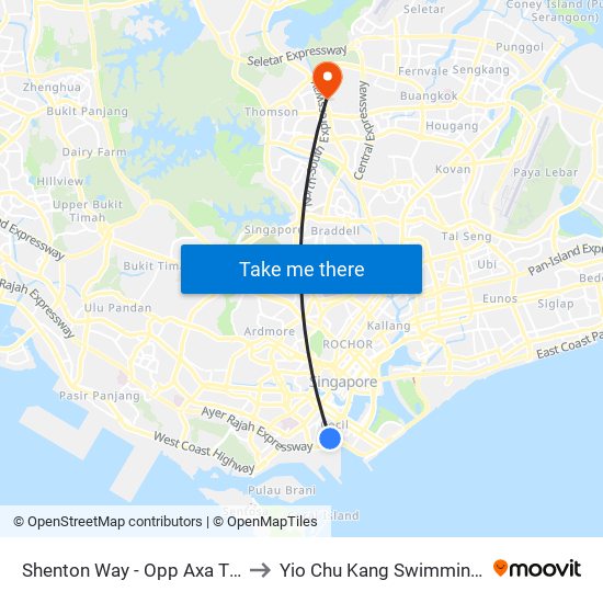 Shenton Way - Opp Axa Twr (03217) to Yio Chu Kang Swimming Complex map