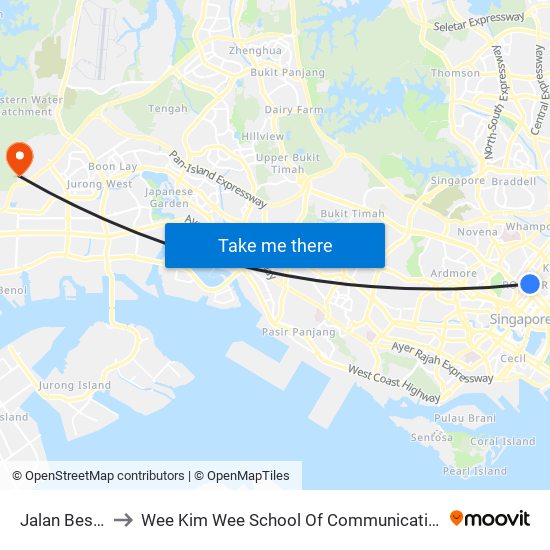 Jalan Besar (DT22) to Wee Kim Wee School Of Communication And Information (Wkwsci) map