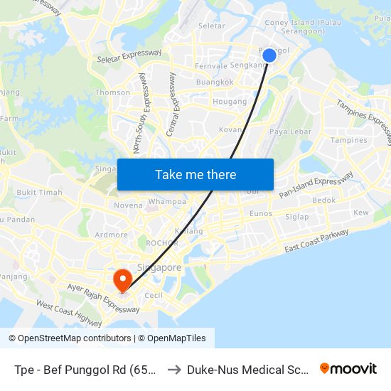 Tpe -  Bef Punggol Rd (65191) to Duke-Nus Medical School map