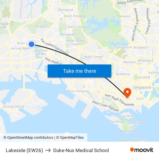 Lakeside (EW26) to Duke-Nus Medical School map