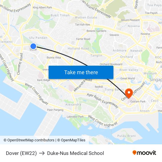 Dover (EW22) to Duke-Nus Medical School map