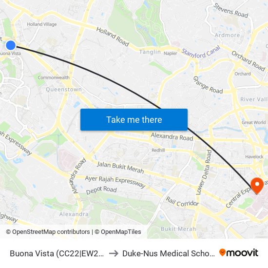 Buona Vista (CC22|EW21) to Duke-Nus Medical School map