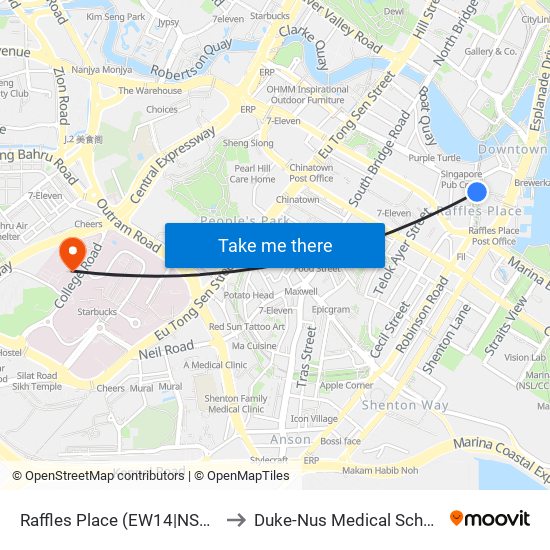 Raffles Place (EW14|NS26) to Duke-Nus Medical School map