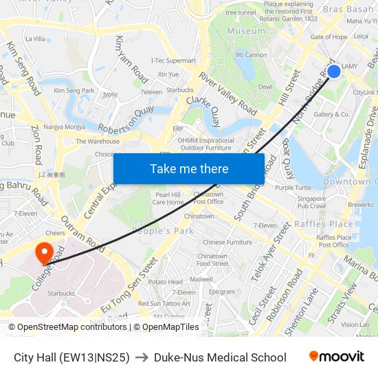 City Hall (EW13|NS25) to Duke-Nus Medical School map